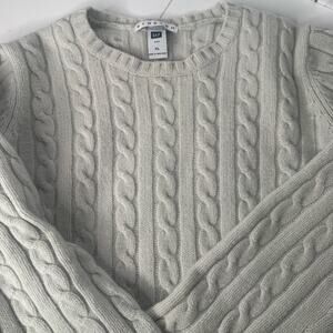 Y2K GAP Wool Cableknit Jumper Sweater Cream Stretch 2005 Size XL